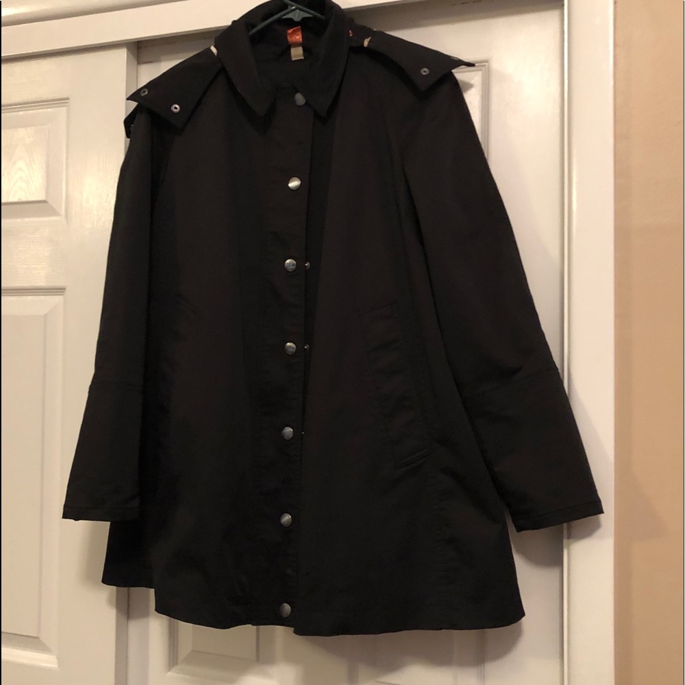 Burberry lined rain coat with hood